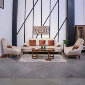 Essence Modern Convertible 3-Seater Sofa Set in Beige & Brown - Image 3
