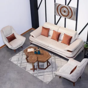 Essence Modern Convertible 3-Seater Sofa Set in Beige & Brown - Image 4