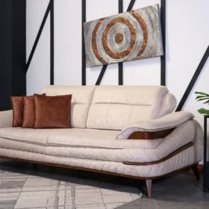 Essence Modern Convertible 3-Seater Sofa Set in Beige & Brown - Image 6