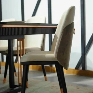 Deluxe Polo 6-Chair Matt Finish Dining Set with Marble-Effect Top - Image 3