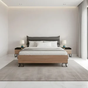 Loft Dark Brown & Black Silicon Leather Bed Set with Dresser and Mattress - Image 3