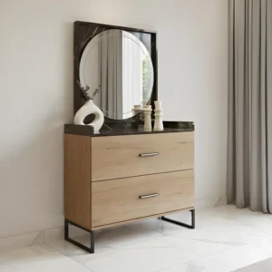 Loft Dark Brown & Black Silicon Leather Bed Set with Dresser and Mattress - Image 4