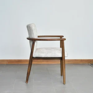 Espirit Light Gray Velvet Bedroom Chair Set with Solid Wood Coffee Table - Image 4