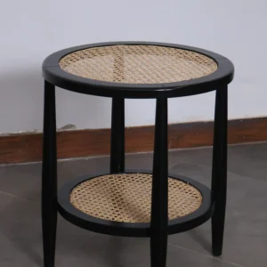 Morocco Bouclé Upholstered Bedroom Chair Set with Cane Details - Image 4