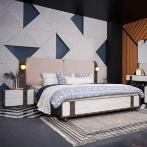 Oliver Vintage Black Laminated MDF Bed Set with Boucle Upholstery - Image 3