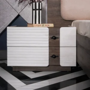 Oliver Vintage Black Laminated MDF Bed Set with Boucle Upholstery - Image 4