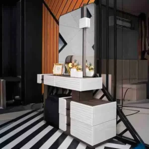 Oliver Vintage Black Laminated MDF Bed Set with Boucle Upholstery - Image 5