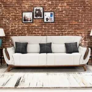 Sienna Modern 3-Seater Sofa Set in Ash Gray PU Leather - Image 3