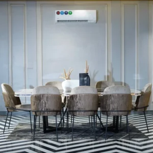 Elegance 8-Chair High-Gloss Dining Set with Metal Frame Chairs - Image 4