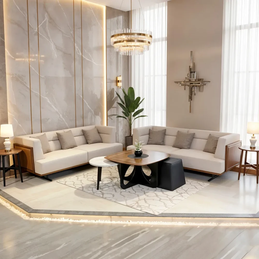 Harmony Modern 3-Seater Sofa Set - Beige & Brown