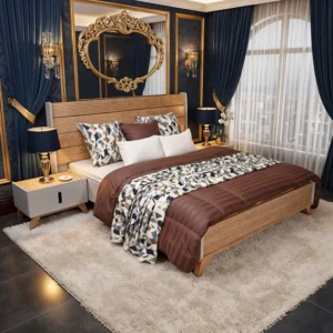 Flute Modern Bachelor's Ash Gray & Oak Bed Set with Dresser and Mattress - Image 3