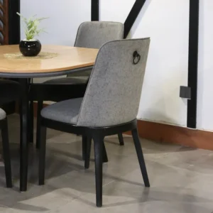 Ideal 4-Chair Oak Wood Matt Finish Dining Set with Velvet Chairs - Image 3